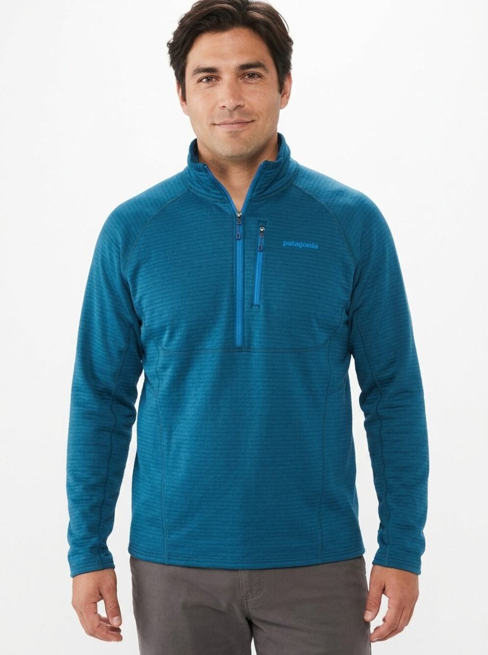 Patagonia Hommes R1 Pullover Grid Fleece 1/4 Zip Sweatshirt Men Size XL
